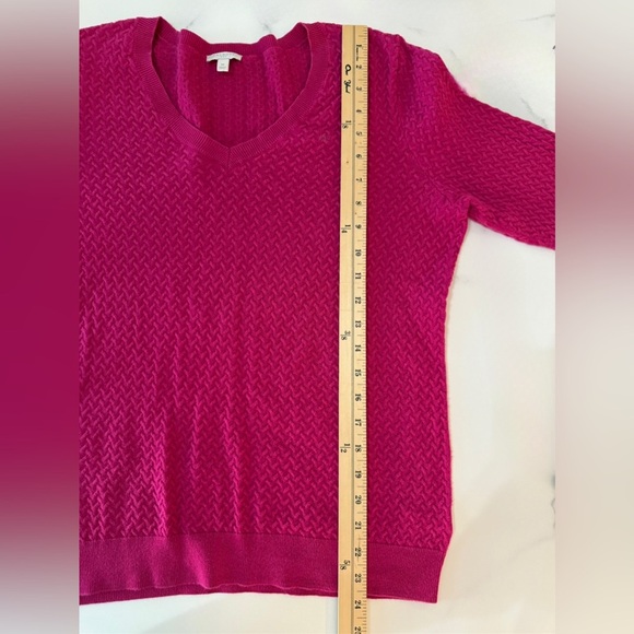 Talbots Hot Pink V-Neck Sweater, Medium - Picture 6 of 6